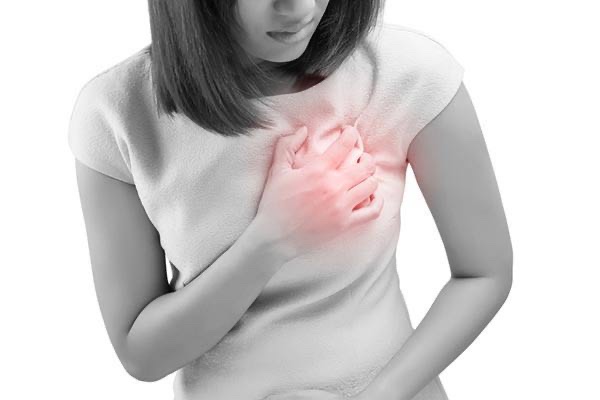 Woman with chest pain